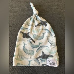 Brand New without tag- Copper Pearl newborn top knot hat- Whales